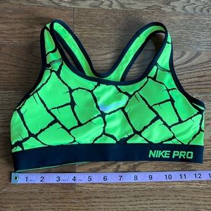 Nike Dri Fit small neon yellow lime green and black sports bra